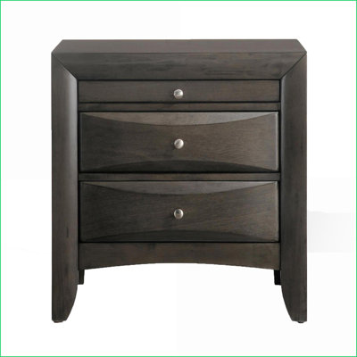 Grey Oak 2-Drawer Nightstand for Bedroom Storage