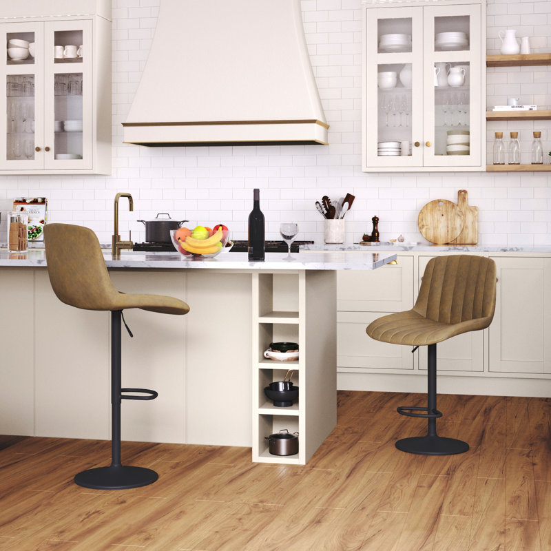 Adjustable Height Counter Stool with Metal Frame, Tan