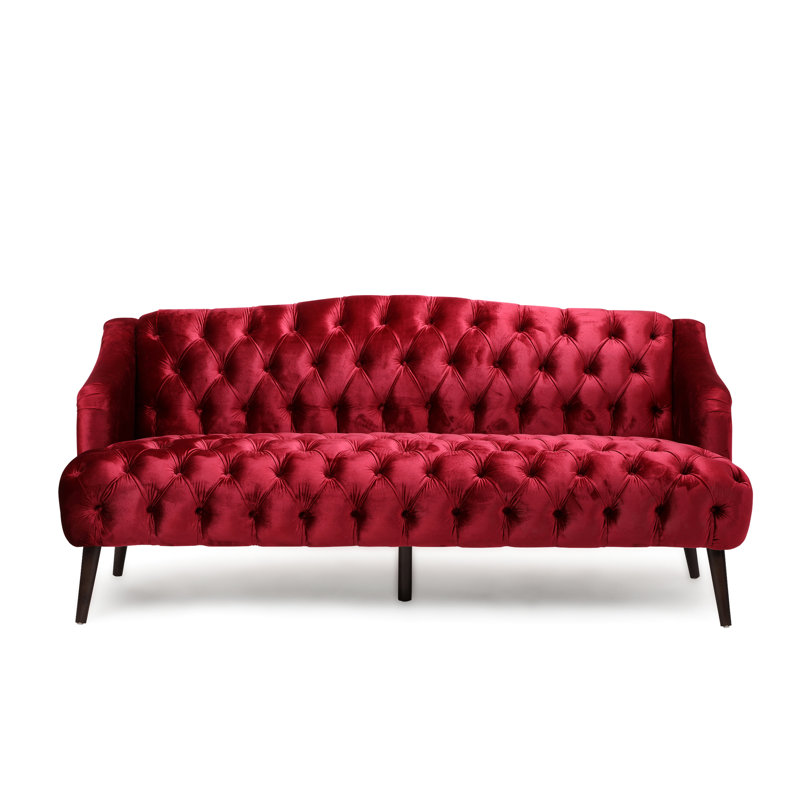 Tissu de revêtement élégant et confortable Autin Comfortable 3 avec pieds en bouleau et siège en mousse, Red, Black