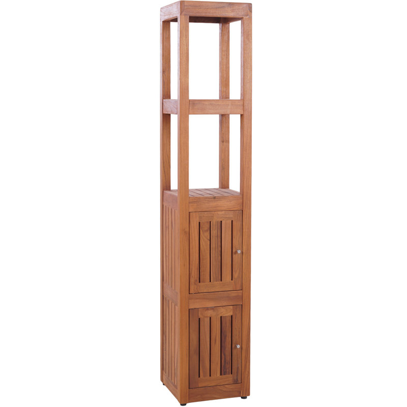 Sula OptiAREA Four-Level Teak Tower Floor Cabinet with Display Shelving