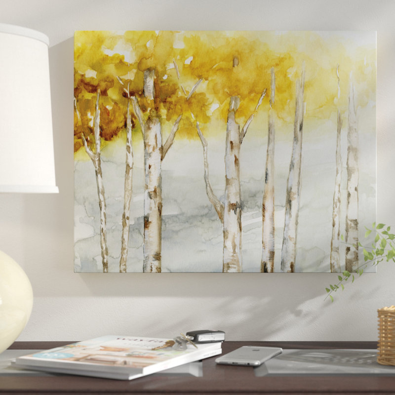 «Golden Trees», reproduction de peinture à l'aquarelle sur toile tendue, H 16 po x l 20 po x P 1,5 po, Toile tendue