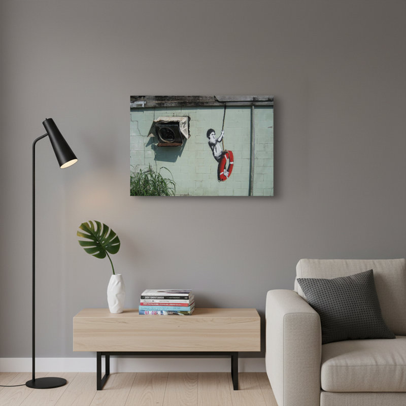 Boy With Lifebuoy Graffiti Canvas Wall Art