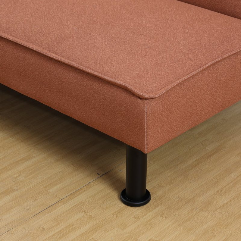 Daiten Twin 64'' Upholstered Convertible Sofa, Red Orange