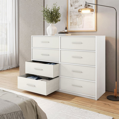Commode 8 tiroirs avec grands tiroirs en tissu
