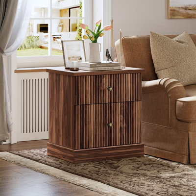  Bedside Layout - Elegant Grooved Design for Home Office - Functional and Durable - Versatile Mobility - Brown