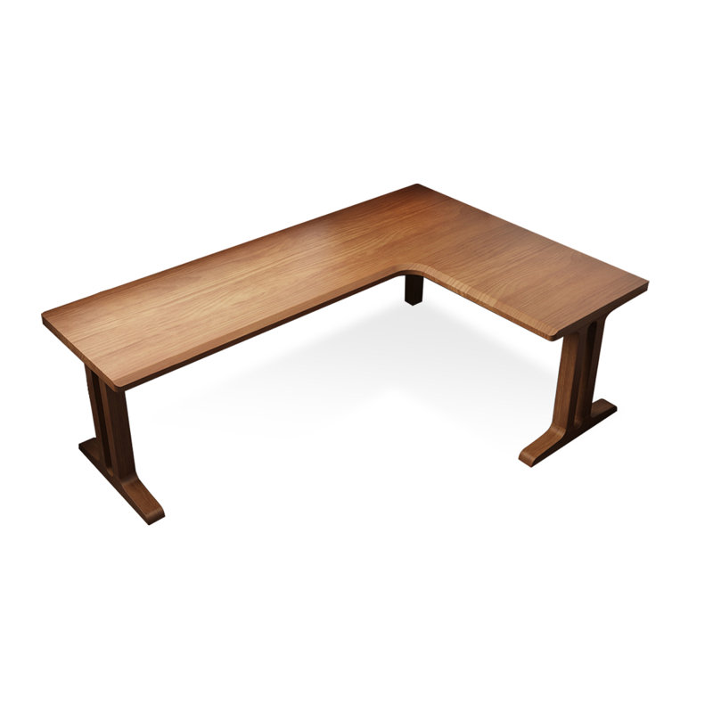 Bureau en bois massif en forme de L brun noisette, Retour à droite, H 29,53 po x l 70,87 po x P 47,24 po