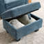 Canapé inclinable simple avec dossier réglable manuellement, port de charge USB sur le côté de l'accoudoir, support pour téléphone inclus, rangement des accoudoirs dissimulé et repose-pieds de rangement assorti - bleu-131513715-131513717