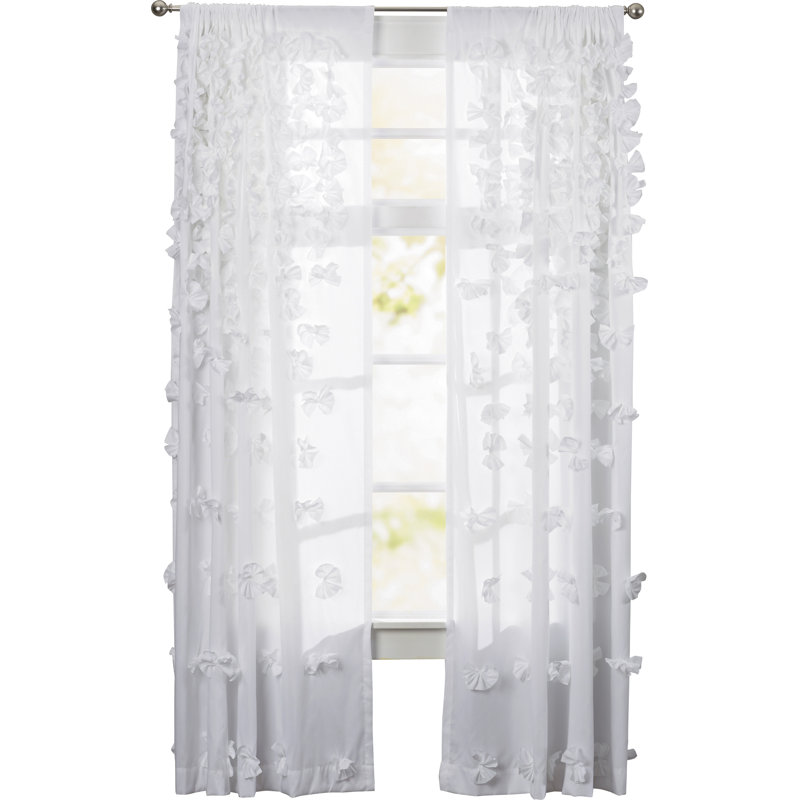 Riley Polyester Semi Sheer Curtain Single Panel, 54"W x 84"L, White