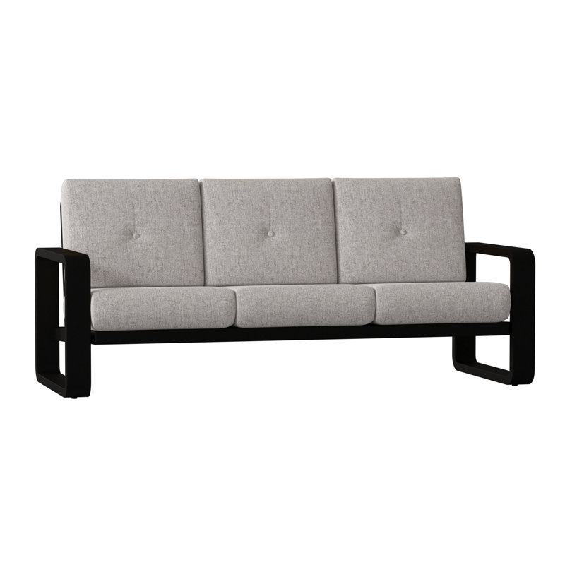 Vale 83.5'' Wide Aluminum Patio Sofa, Poet Birch Sunbrella®, Textured Black