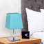  Mini lampe de table chromée avec abat-jour carré en tissu Empire pour chambres à coucher et tables de chevet-1461823602