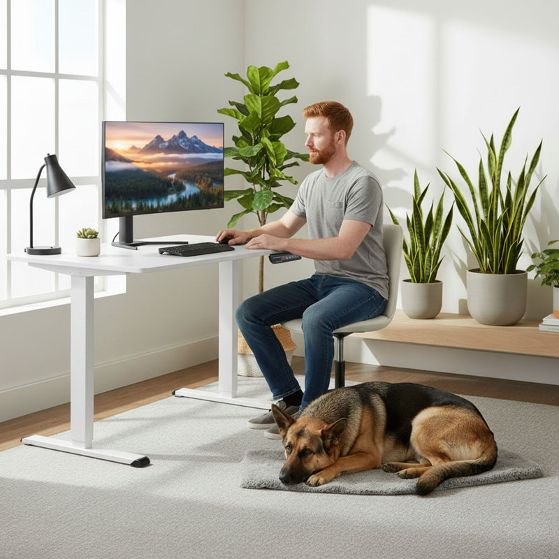 Kaylan RISE Series Ergonomic Sit-Stand Single Motor Electric Desk, White