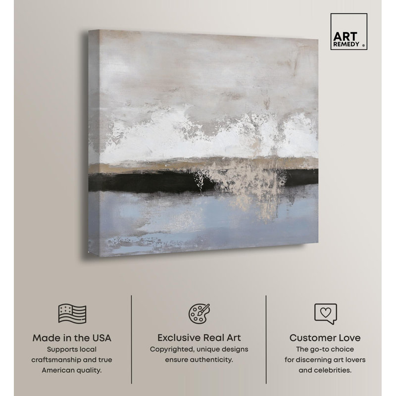 Graphite Depth Abstract Canvas in Neutral Tones, 12" x 12"