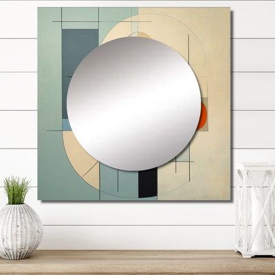 Serendipity abstrait Mid-Century Geometrics II - miroir carré Mid-Century pour décoration murale