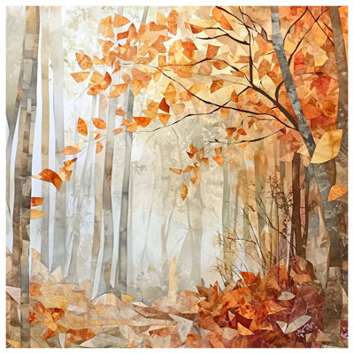 Autumn Forest Scene Wall Tapestry - Leaves Wall Decor