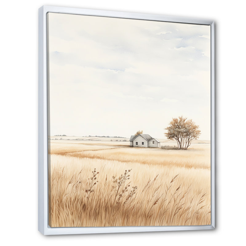 Art mural Prairie, Cadre flottant blanc, H 20 po x l 12 po x P 1 po