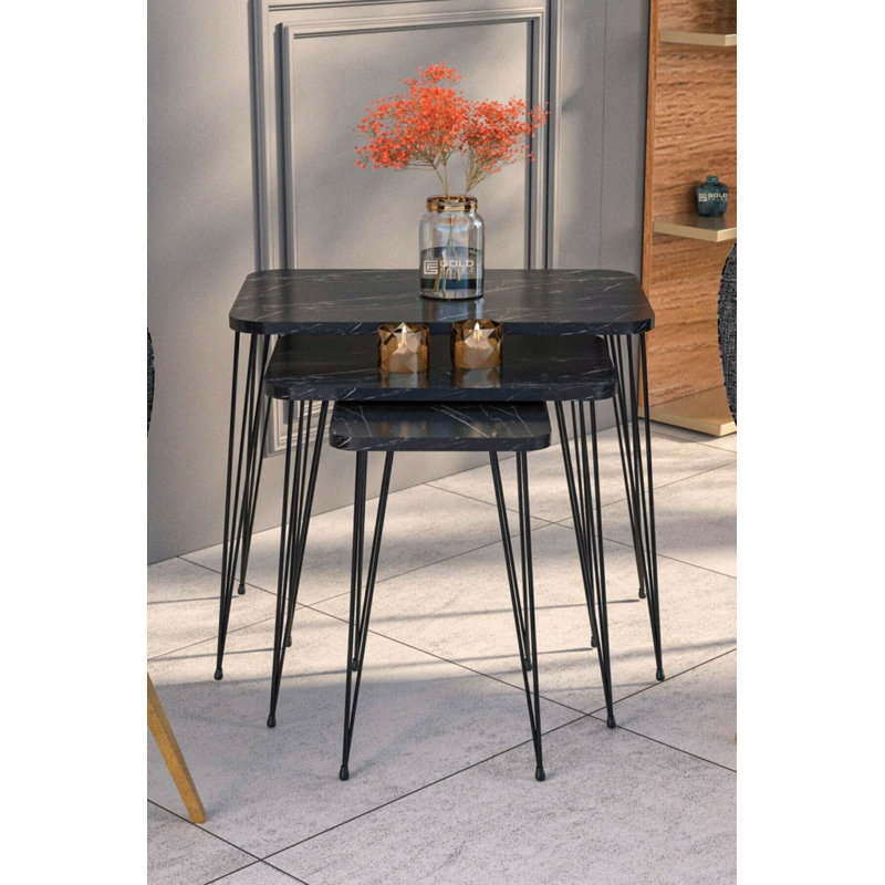 Thalia 24cm Console Table, Black Marble