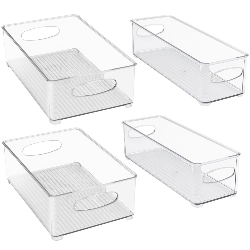 Sorbus Clear Stackable Kitchen and Fridge Storage Bins in 4 Variety Pack