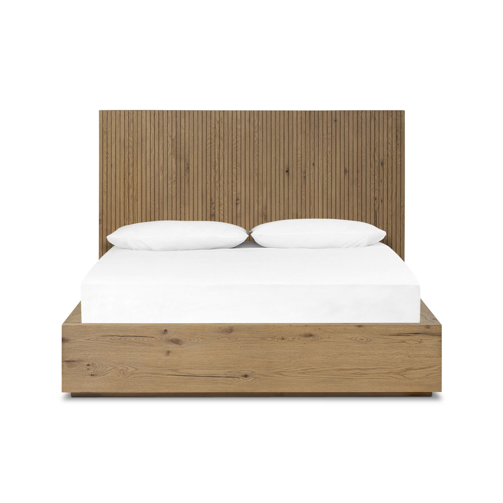 Leo Bed-Smoked Black-Queen, Rustic Light Natural Oak, King