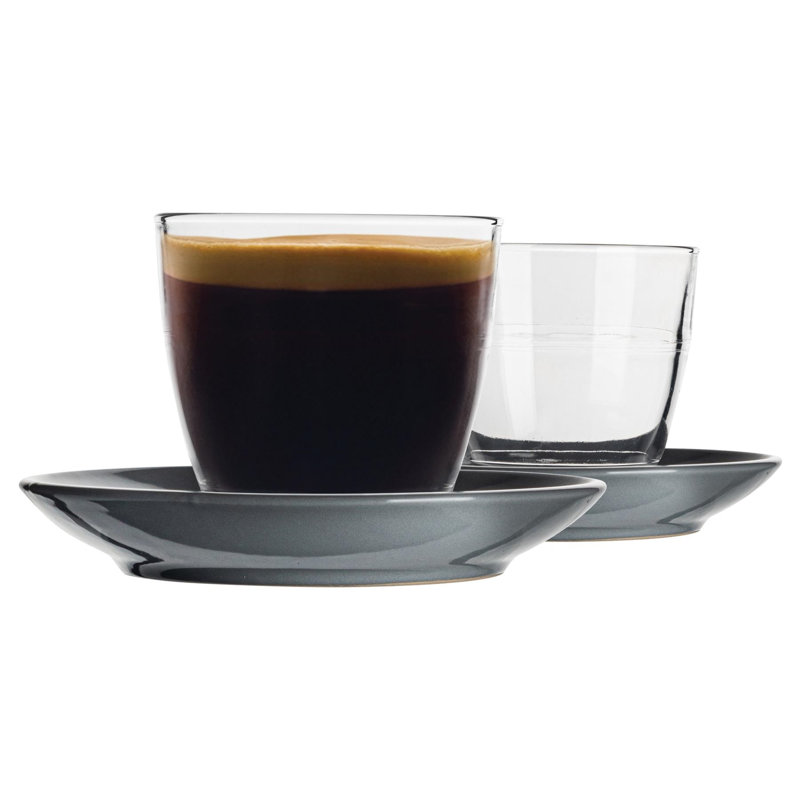 Duralex - Gigogne Mismatched Coffee Cup & Saucer - 220ml, Grey