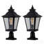 Ensemble de 2 lanternes d'extérieur 21 po (H) 21 po - Lampadaire rétro en métal noir et verre transparent pour l'éclairage de jardin, portail, allée et allée avec une conception élégante (ampoule non incluse)