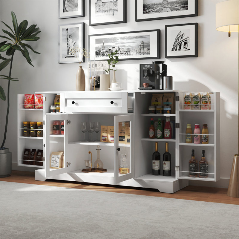 Modern Farmhouse Buffet Cabinet – 60" Kitchen Storage Sideboard with Doors & Drawer – Versatile Coffee Bar Cabinet for Dining Room, Living Room