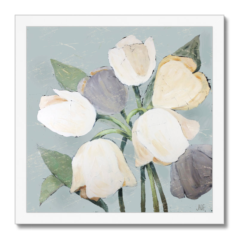 French Tulips I by Jade Reynolds - Painting, 34cm H x 34cm W, White Framed Paper Print