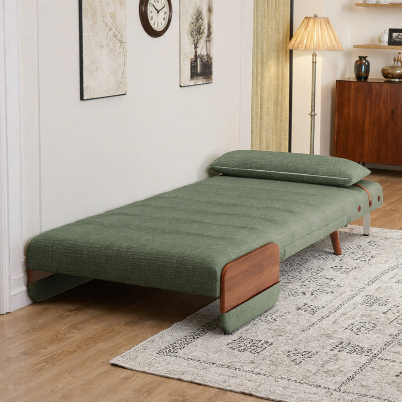 4-in-1 Folding Sofa Bed, 0.9m Single Adjustable Back Chair, Convertible Guest Bed with Armrests for Living Room, Study, Small Apartments 