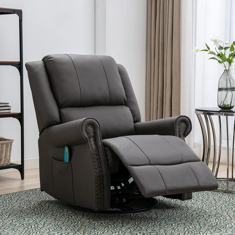 Fauteuil de massage chauffant en similicuir, Similicuir gris foncé