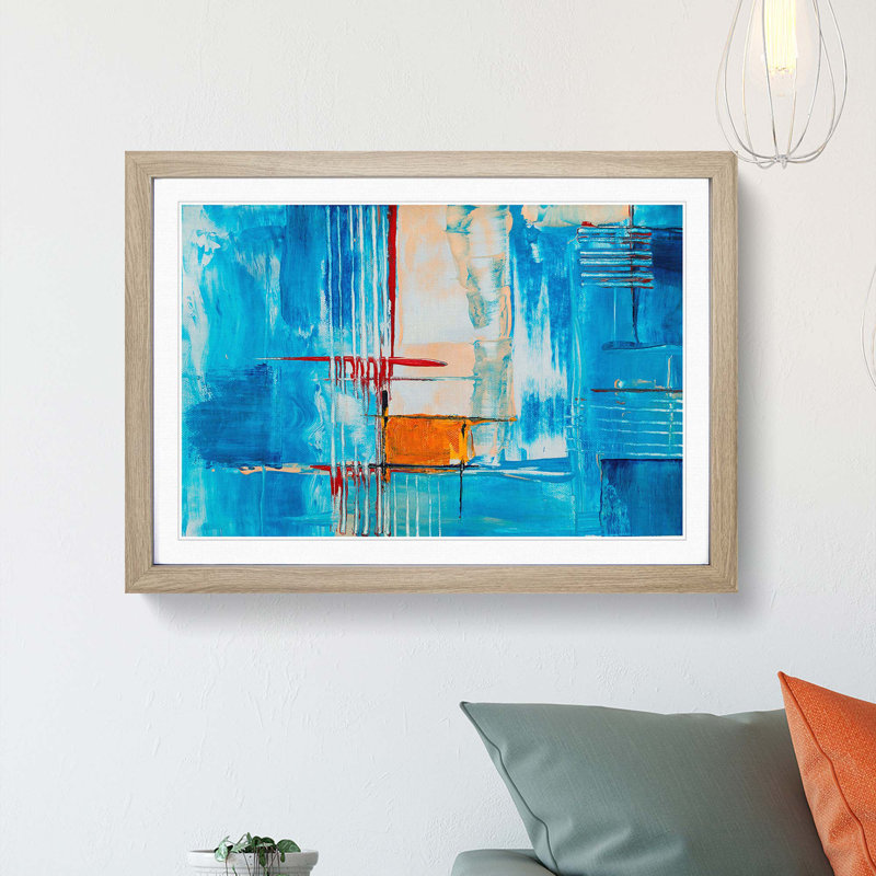 Abstract Art Painting Vol.427 by S.Johnson - Framed Print, 36cm H x 48cm W x 2cm D, Oak Framed