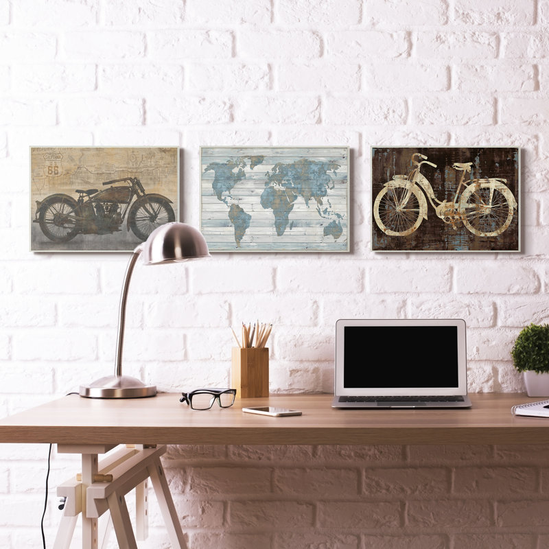 « patined bicycle »-impression sous forme d’art, H 16 po x l 20 po x P 1,5 po, Toile tendue