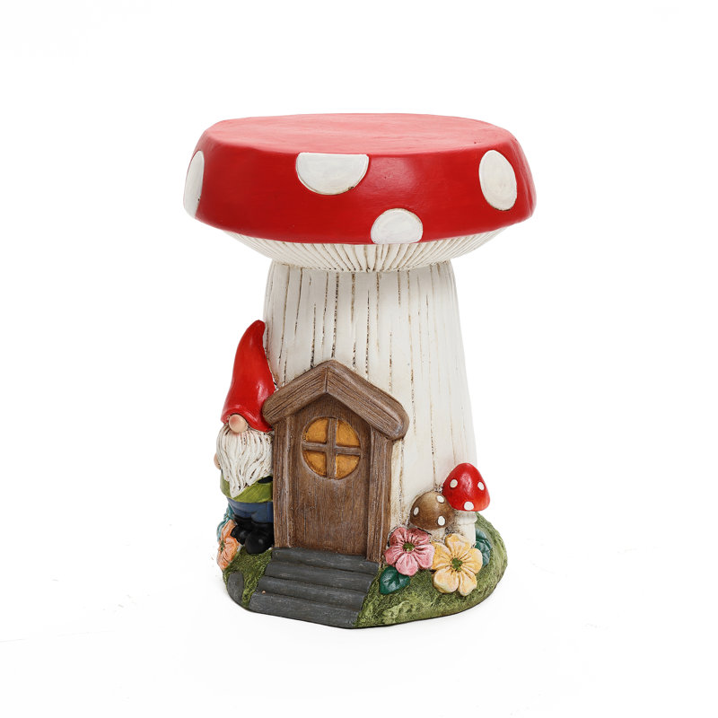 Gnome Mushroom MgO Sculpture Side Table Indoor/Outdoor