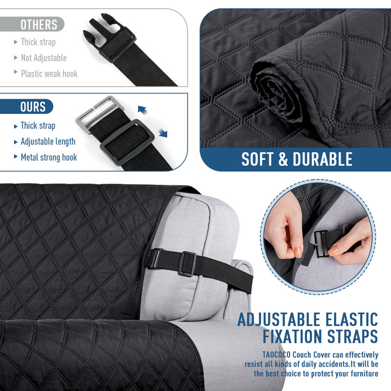  Housse de canapé Wildee pour housse de canapé en L modulaire réversible, H 52 po x l 74 po x P 59 po, Noir