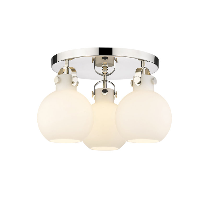 Slocomb Glass Semi Flush Mount, Matte White, Polished Nickel