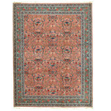 Hand Knotted Wool Oriental Area Rug in Rose And Green