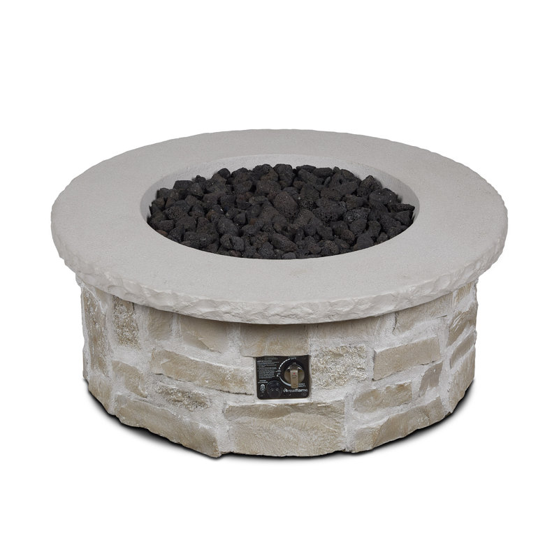Scottsdale 40" Round Stone Propane Fire Pit Table By Real Flame
