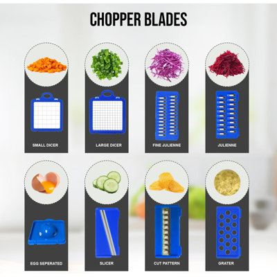 Vegetable Chopper, 16 In 1 Professional Mandoline Slicer For Kitchen, Multifunctional Food Chopper Cutter For Onion, Potato, Tomato, Veggie With 8 Bla -  Anadea, M022214