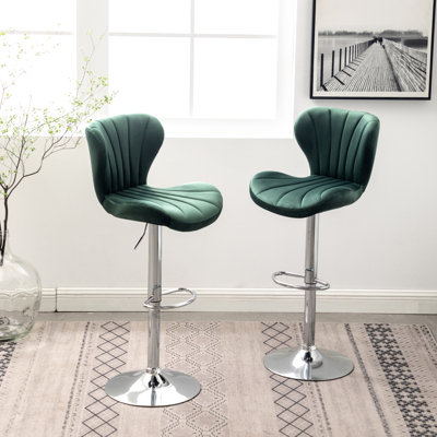 , Of 2 With Upholstered Seats And A - Footrest Modern An Swivel Function