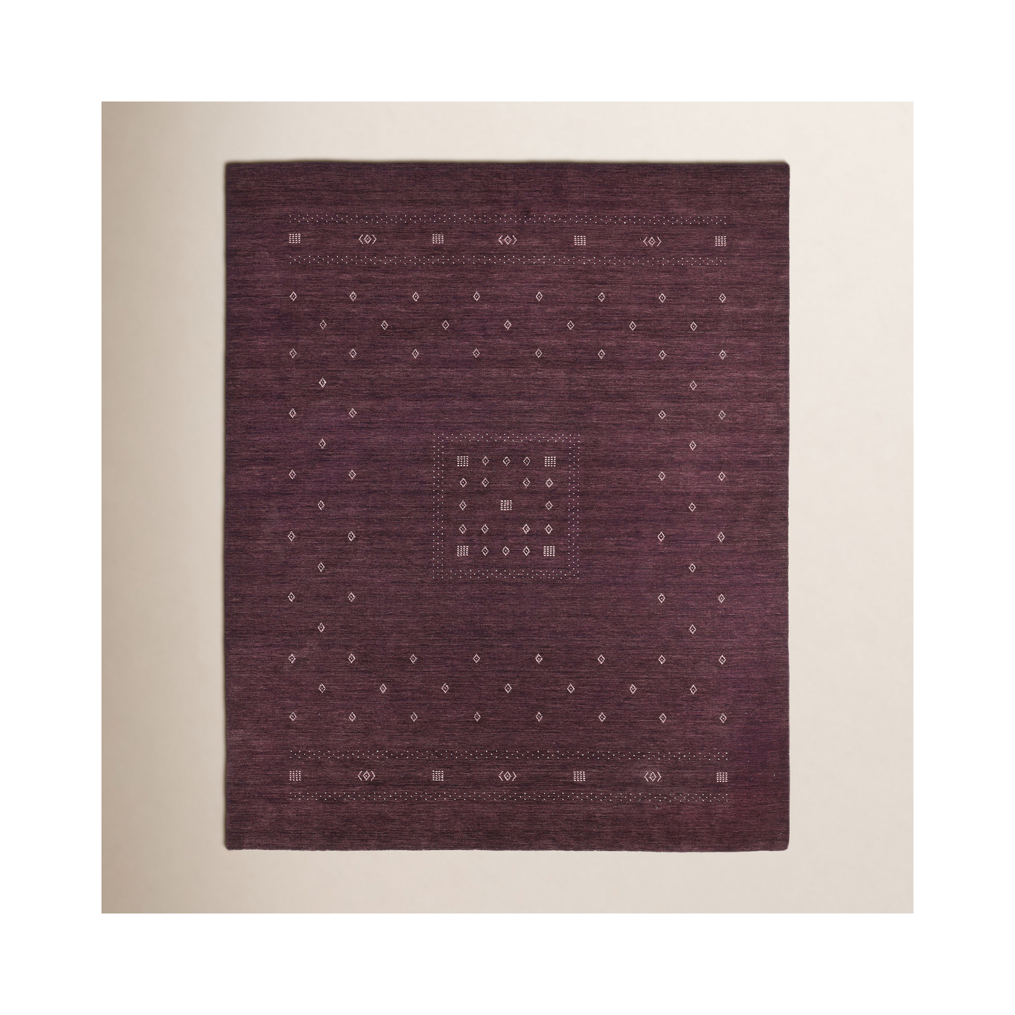 Simi Hand Knotted Cotton/Wool Southwestern Area Rug, Rectangle 10' x 14', Eggplant