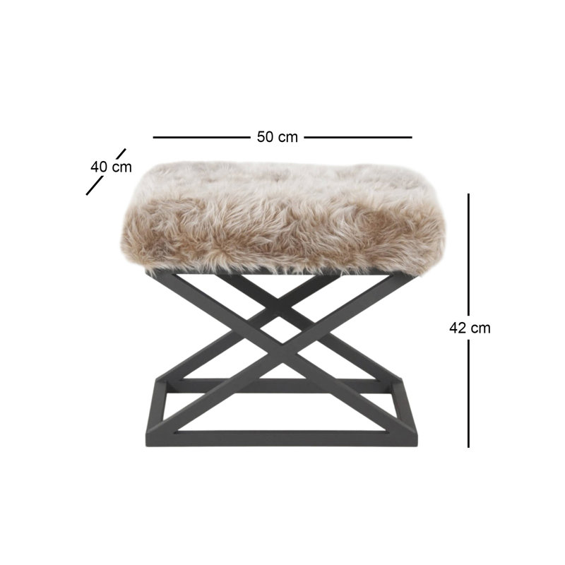 Stylish Pouffe with Metal Frame, Black & Grey, 19.7 x 16.5 x 15.7 inches | 100% Polyester Babyface Fabric, Durable & Comfortable | Perfect for Living Room, Bedroom, or Lounge Area, Modern Design
