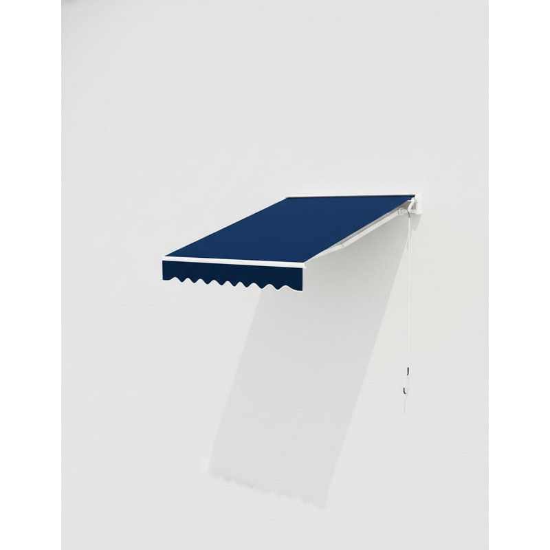 Auvent de terrasse manuel rétractable - Structure en aluminium robuste - Auvent imperméable à l'abat-jour - Tissu en polyester 280 g - Abri extérieur avec manivelle - Bleu marine, 13 x 10 pi