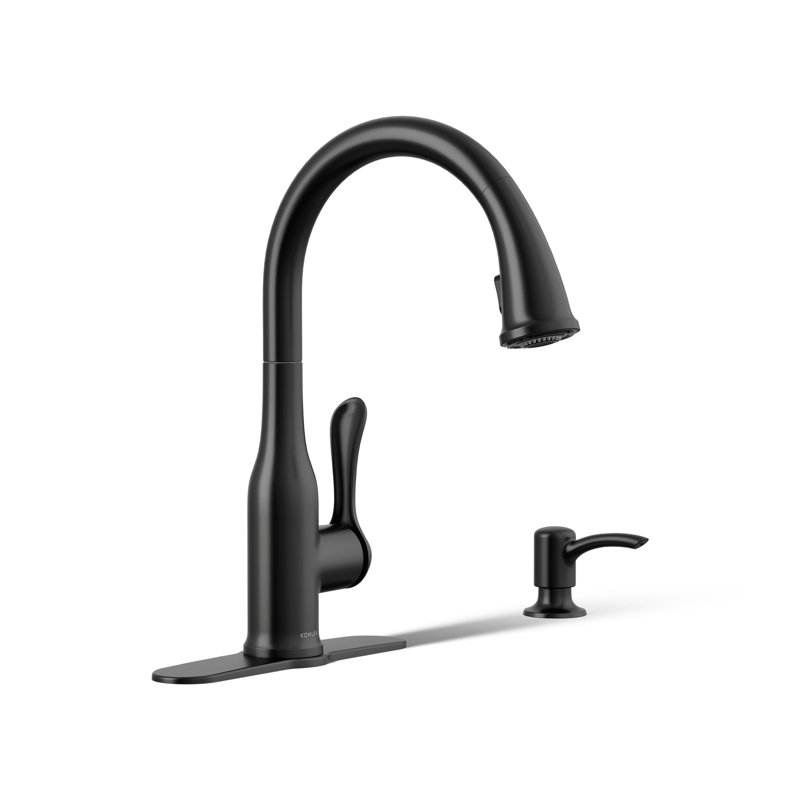 Robinet de cuisine à motif déroulant Motif, Noir mat