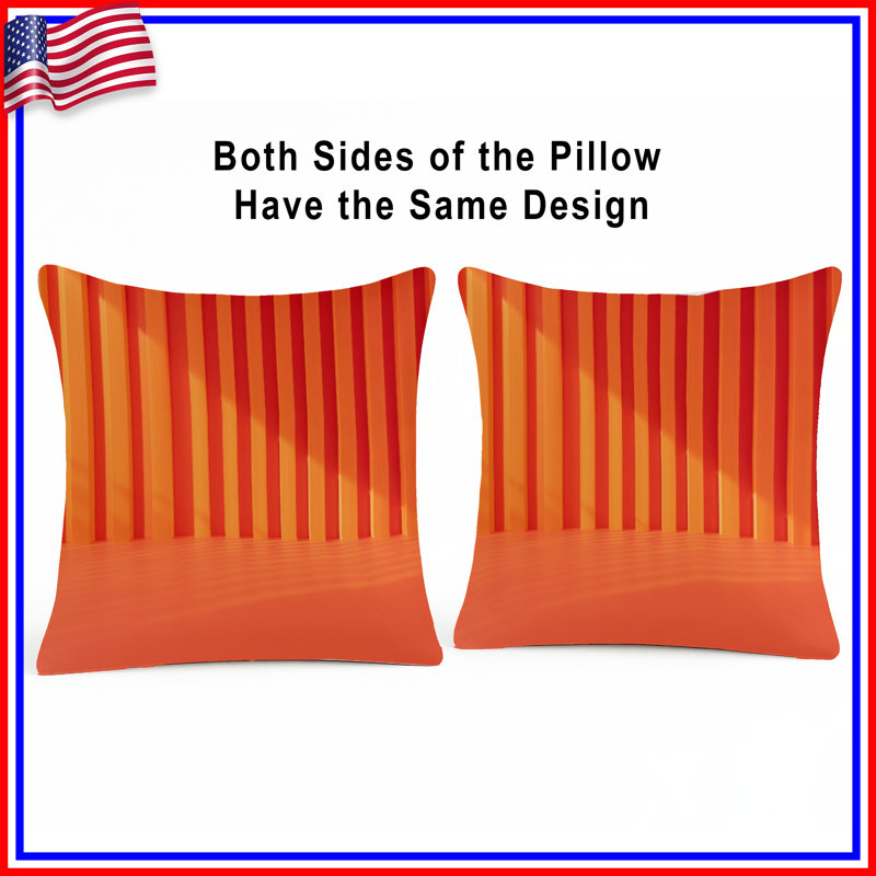 Coussins décoratifs à rayures verticales orange, 14 X 14 pouces