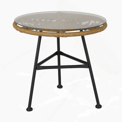 Colorful Ceramic Outdoor Side Table With Weather-Resistant Steel Frame And Vibrant Floral Design For Patio Or Deck