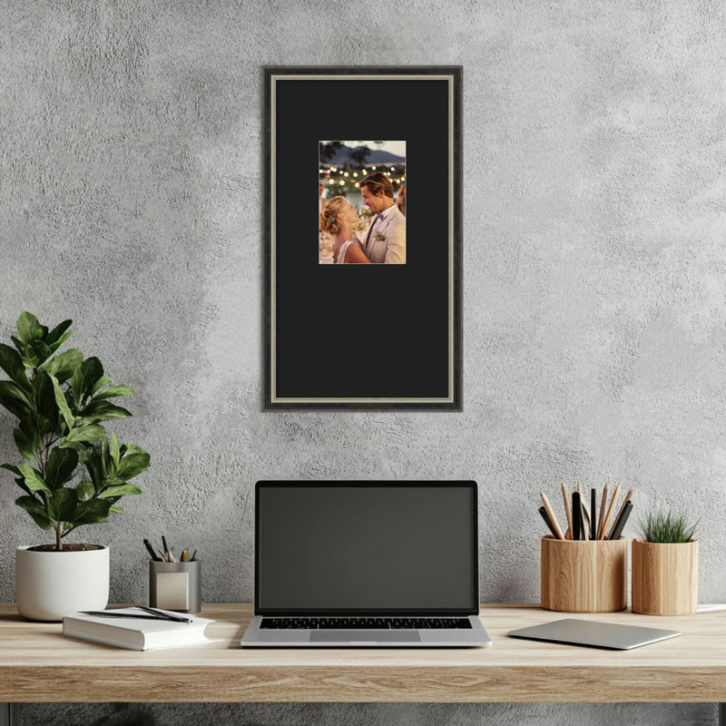 Cadre photo Theo, Noir lisse, 10 x 18 emmêlés à 5 x 7