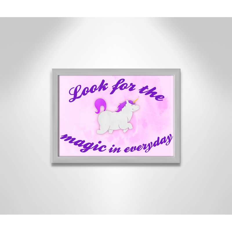 Décoration murale licorne magique pour enfants, H 11 po x l 15 po x P 1,19 po, Encadré de boîte argent