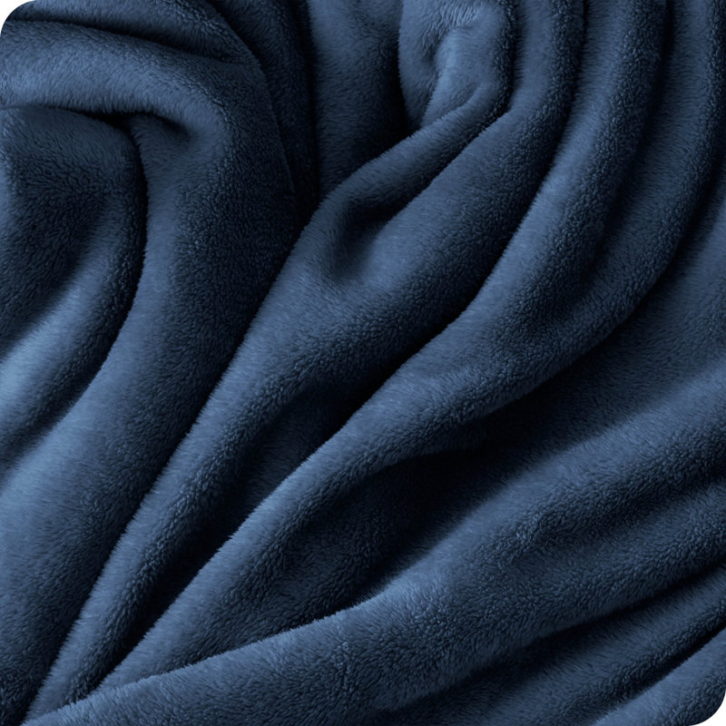 Bare Home Microplush Fleece Blanket - Fuzzy, Warm, Bed/Throw Blanket, Dark Blue, Throw