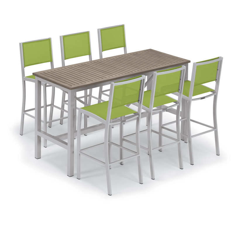 Travira Aluminum Bar Table, Teakwood Vintage