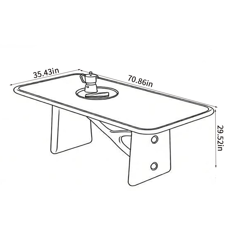 Table de salle à manger rétro haut de gamme, H 29,52 po x L 70,86 po x l 35,43 po