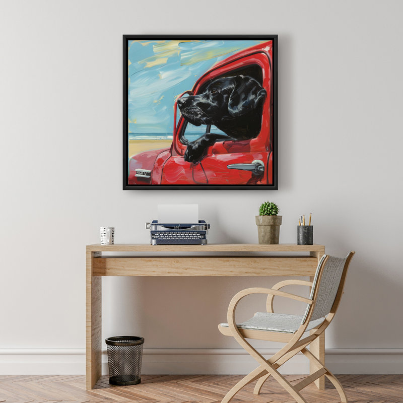 «Travel Buddy», art sur toile encadré rouge