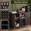 Armoire à vin 55 "avec lumières DEL et prise de courant, bar à café avec support à vin pour 12 bouteilles, buffet cannelé-1380123142